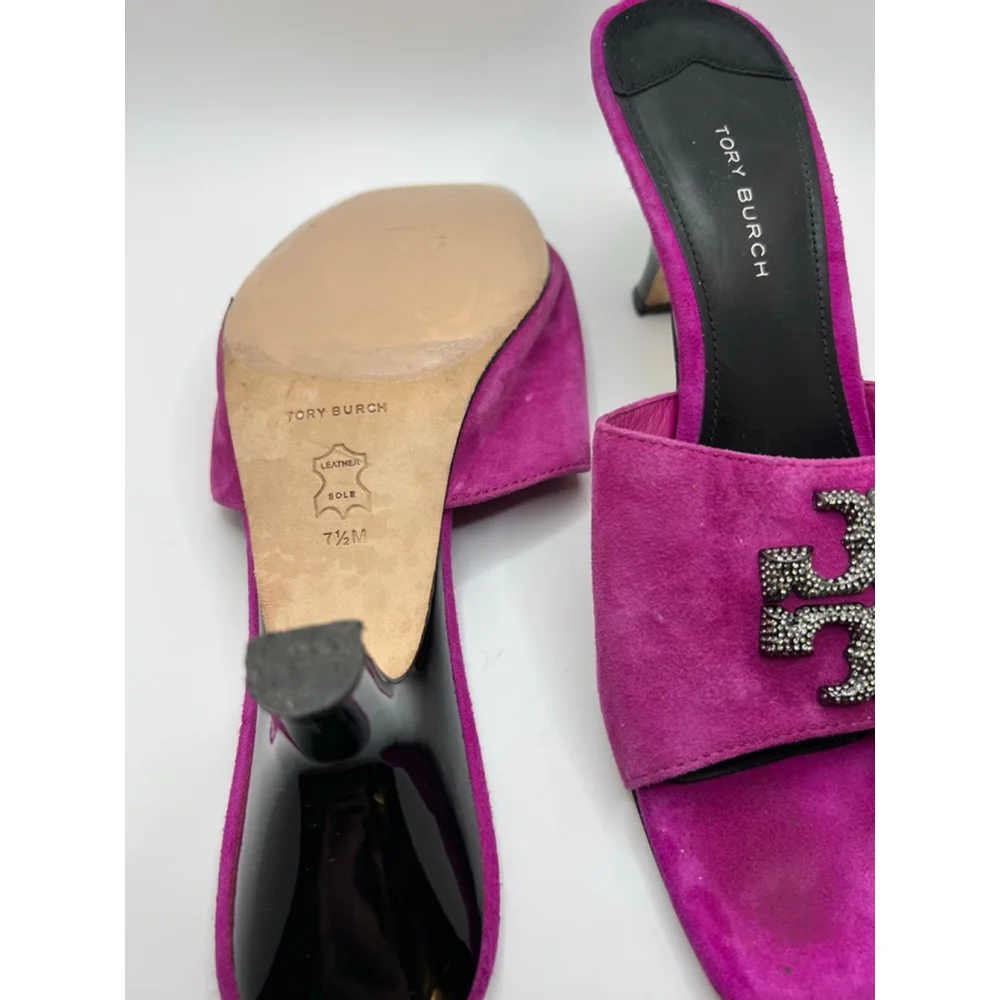 Women's Tory Burch Fuchsia Suede Eleanor Mule Sandals 7.5